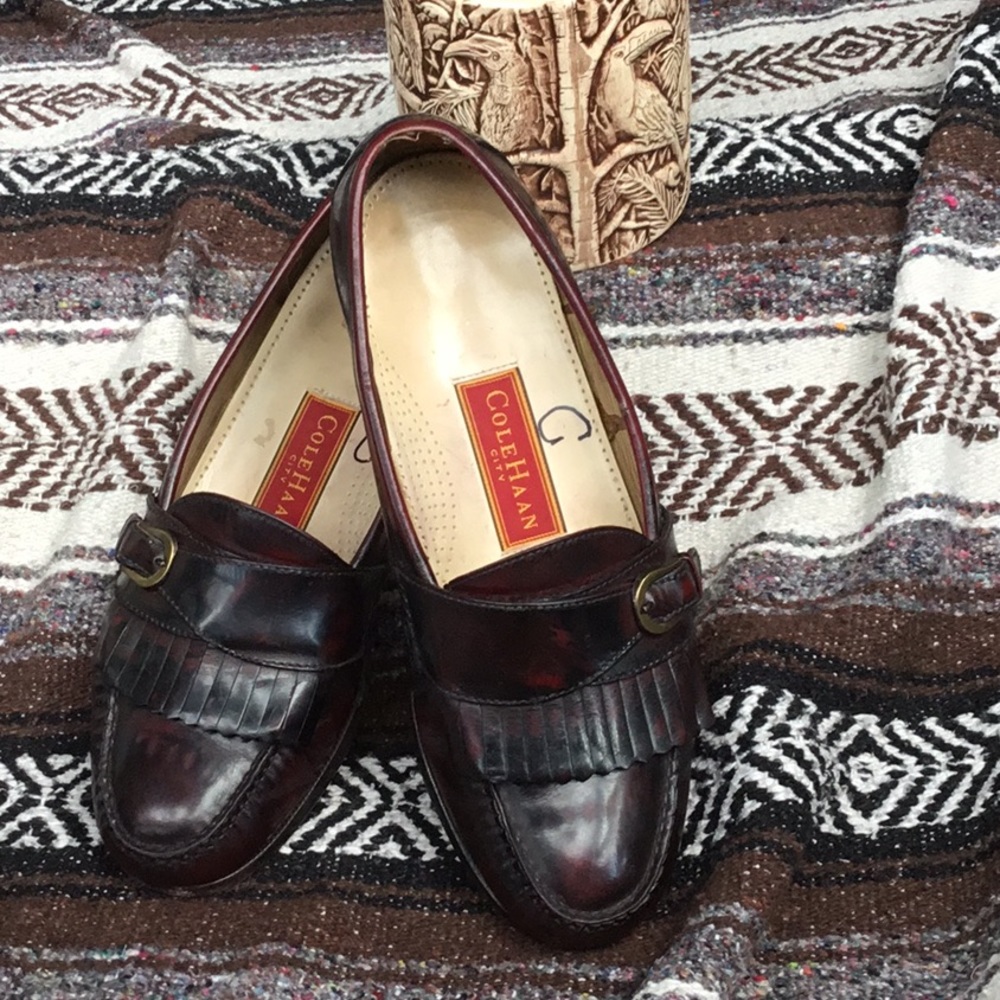 Cole Haan S11 Burgundy Leather Buckle Loafers